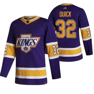 Maend-Los-Angeles-Kings-Troeje-Jonathan-Quick-32-2022-Reverse-Retro-Lilla-Authentic