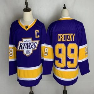 Maend-Los-Angeles-Kings-Troeje-Wayne-Gretzky-99-2022-Reverse-Retro-Lilla-Authentic