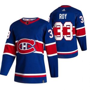 Maend-Montreal-Canadiens-Troeje-Patrick-Roy-33-2022-Reverse-Retro-Blaa-Authentic