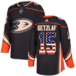Maend-NHL-Anaheim-Ducks-Troeje-Ryan-Getzlaf-15-Sort-USA-Flag-Fashion