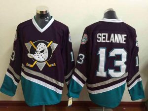 Maend-NHL-Anaheim-Ducks-Troeje-Teemu-Selanne-13-Blank-Sort-Teal-Authentic