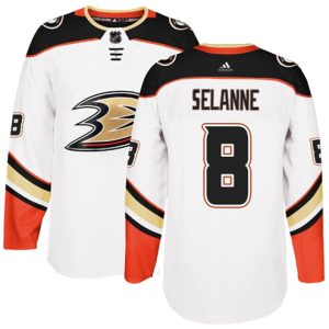 Maend-NHL-Anaheim-Ducks-Troeje-Teemu-Selanne-8-Hvid-Authentic-Ude