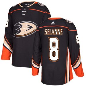 Maend-NHL-Anaheim-Ducks-Troeje-Teemu-Selanne-8-Sort-Authentic-Hjemme