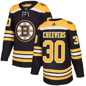 Maend-NHL-Boston-Bruins-Troeje-Gerry-Cheevers-30-Authentic-Sort-Hjemme