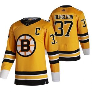 Maend-NHL-Boston-Bruins-Troeje-Patrice-Bergeron-37-2022-Reverse-Retro-Gul-Authentic