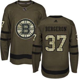 Maend-NHL-Boston-Bruins-Troeje-Patrice-Bergeron-37-Authentic-Groen-Salute-to-Service