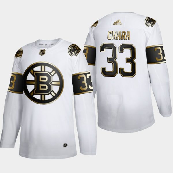 Maend-NHL-Boston-Bruins-Troeje-Zdeno-Chara-33-Golden-Edition-Hvid-Authentic