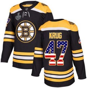 Maend-NHL-Bruins47-Torey-Krug-Sort-Hjemme-USA-Flag-2019-Stanley-Cup