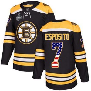 Maend-NHL-Bruins7-Phil-Esposito-Sort-Hjemme-USA-Flag-2019-Stanley-Cup