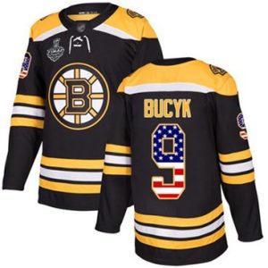 Maend-NHL-Bruins9-Johnny-Bucyk-Sort-Hjemme-USA-Flag-2019-Stanley-Cup