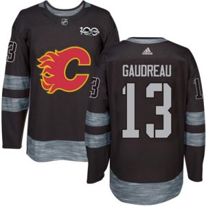 Maend-NHL-Calgary-Flames-Troeje-Johnny-Gaudreau-13-Authentic-Sort-1917-2017-100th-Anniversary