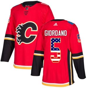 Maend-NHL-Calgary-Flames-Troeje-Mark-Giordano-5-Authentic-Roed-USA-Flag-Fashion