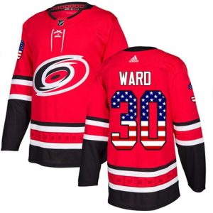 Maend-NHL-Carolina-Hurricanes-Troeje-Cam-Ward-30-Authentic-Roed-USA-Flag-Fashion