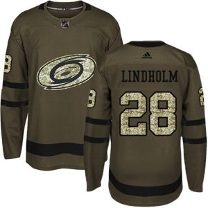 Maend-NHL-Carolina-Hurricanes-Troeje-Elias-Lindholm-28-Authentic-Groen-Salute-to-Service