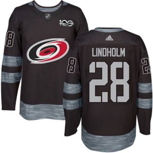 Maend-NHL-Carolina-Hurricanes-Troeje-Elias-Lindholm-28-Authentic-Sort-1917-2017-100th-Anniversary