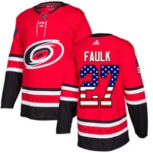 Maend-NHL-Carolina-Hurricanes-Troeje-Justin-Faulk-27-Authentic-Roed-USA-Flag-Fashion