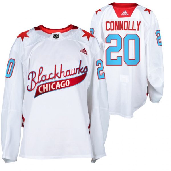 Maend-NHL-Chicago-Blackhawks-Troeje-Brett-Connolly-20-Hvid-2021-One-Community-Night