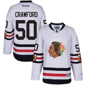 Maend-NHL-Chicago-Blackhawks-Troeje-Corey-Crawford-50-Reebok-Hvid-2017-Winter-Classic