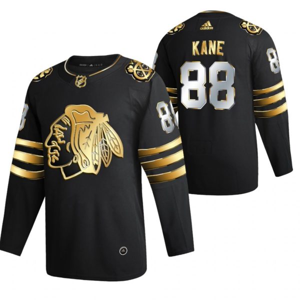 Maend-NHL-Chicago-Blackhawks-Troeje-Patrick-Kane-88-Sort-2021-Golden-Edition-Limited-Authentic