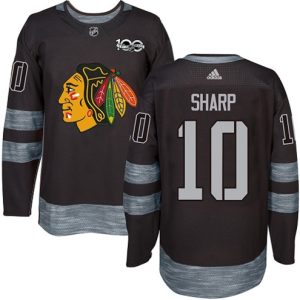 Maend-NHL-Chicago-Blackhawks-Troeje-Patrick-Sharp-10-Authentic-Sort-1917-2017-100th-Anniversary