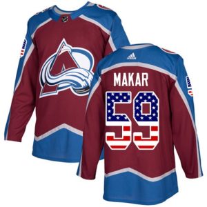 Maend-NHL-Colorado-Avalanche-Troeje-Cale-Makar-59-Authentic-Burgundy-Roed-USA-Flag-Fashion