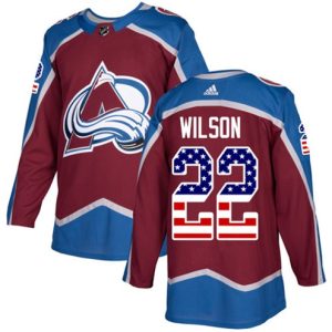 Maend-NHL-Colorado-Avalanche-Troeje-Colin-Wilson-22-Authentic-Burgundy-Roed-USA-Flag-Fashion