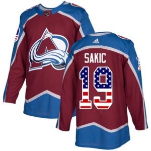 Maend-NHL-Colorado-Avalanche-Troeje-Joe-Sakic-19-Authentic-Burgundy-Roed-USA-Flag-Fashion