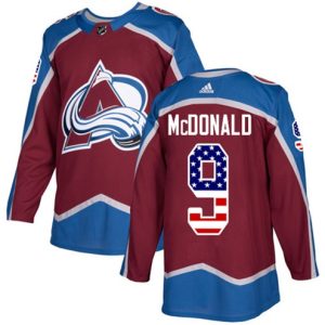 Maend-NHL-Colorado-Avalanche-Troeje-Lanny-McDonald-9-Authentic-Burgundy-Roed-USA-Flag-Fashion