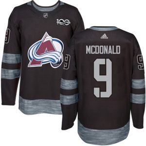 Maend-NHL-Colorado-Avalanche-Troeje-Lanny-McDonald-9-Authentic-Sort-1917-2017-100th-Anniversary