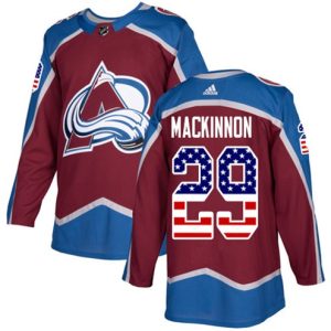 Maend-NHL-Colorado-Avalanche-Troeje-Nathan-MacKinnon-29-Authentic-Burgundy-Roed-USA-Flag-Fashion