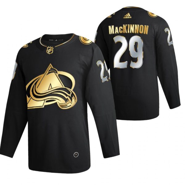 Maend-NHL-Colorado-Avalanche-Troeje-Nathan-Mackinnon-29-Sort-2021-Golden-Edition-Limited-Authentic