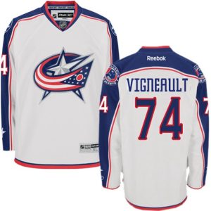 Maend-NHL-Columbus-Blue-Jackets-Troeje-Sam-Vigneault-74-Reebok-Hvid-Ude