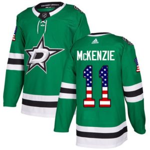 Maend-NHL-Dallas-Stars-Troeje-Curtis-McKenzie-11-Authentic-Groen-USA-Flag-Fashion