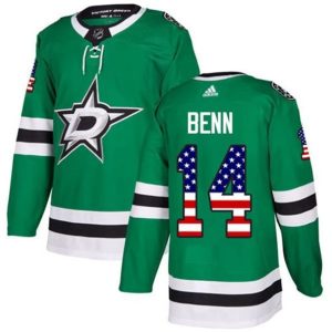 Maend-NHL-Dallas-Stars-Troeje-Jamie-Benn-14-Kelly-Groen-USA-Flag-Fashion-Authentic