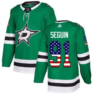 Maend-NHL-Dallas-Stars-Troeje-Tyler-Seguin-91-Authentic-GroenUSA-Flag-Fashion