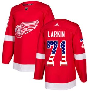 Maend-NHL-Detroit-Red-Wings-Troeje-Dylan-Larkin-71-Authentic-Roed-USA-Flag-Fashion