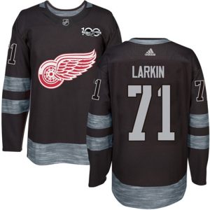 Maend-NHL-Detroit-Red-Wings-Troeje-Dylan-Larkin-71-Authentic-Sort-1917-2017-100th-Anniversary