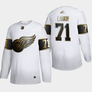 Maend-NHL-Detroit-Red-Wings-Troeje-Dylan-Larkin-71-Golden-Edition-Hvid-Authentic