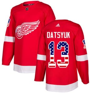 Maend-NHL-Detroit-Red-Wings-Troeje-Pavel-Datsyuk-13-Authentic-Roed-USA-Flag-Fashion