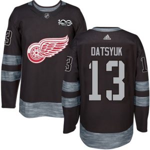 Maend-NHL-Detroit-Red-Wings-Troeje-Pavel-Datsyuk-13-Authentic-Sort-1917-2017-100th-Anniversary