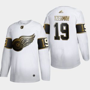 Maend-NHL-Detroit-Red-Wings-Troeje-Steve-Yzerman-19-Golden-Edition-Hvid-Retired-Authentic