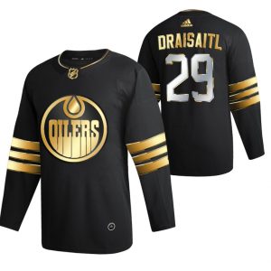 Maend-NHL-Edmonton-Oilers-Troeje-leon-draisaitl-29-Sort-2021-Golden-Edition-Limited-Authentic