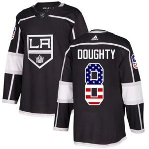 Maend-NHL-Los-Angeles-Kings-Troeje-Drew-Doughty-8-Sort-USA-Flag-Fashion-Authentic