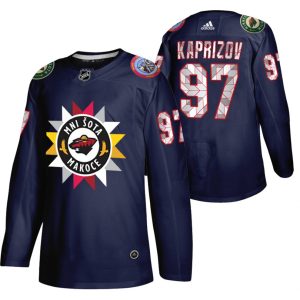 Maend-NHL-Minnesota-Wild-Troeje-Kirill-Kaprizov-97-Native-American-Heritage-Day-2021-22-Navy