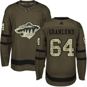 Maend-NHL-Minnesota-Wild-Troeje-Mikael-Granlund-64-Authentic-Groen-Salute-to-Service