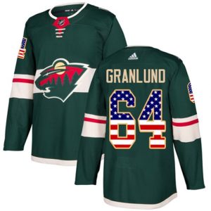 Maend-NHL-Minnesota-Wild-Troeje-Mikael-Granlund-64-Authentic-Groen-USA-Flag-Fashion