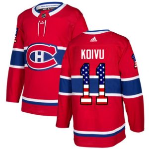 Maend-NHL-Montreal-Canadiens-Troeje-Saku-Koivu-11-Authentic-Roed-USA-Flag-Fashion
