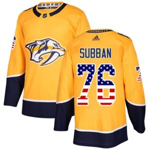 Maend-NHL-Nashville-Predators-Troeje-P.K-Subban-76-Authentic-Guld-USA-Flag-Fashion