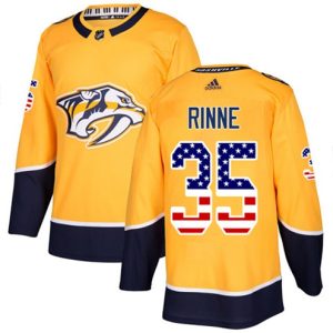 Maend-NHL-Nashville-Predators-Troeje-Pekka-Rinne-35-Authentic-Guld-USA-Flag-Fashion