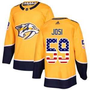 Maend-NHL-Nashville-Predators-Troeje-Roman-Josi-59-Authentic-Guld-USA-Flag-Fashion